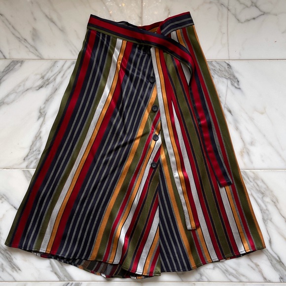 Zara Multi-Color Striped Midi Skirt - Picture 2 of 3